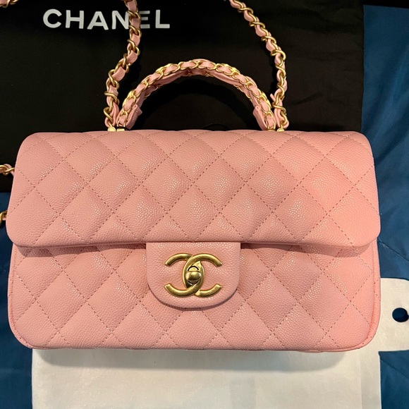 Chanel Mini Rectangular Flap Top Handle Caviar (Light Pink) - Picture 2 of 16